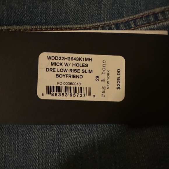 rag & bone NWT Dre low-rise boyfriend size 29 - Picture 7 of 7